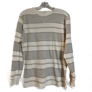 Galaxy by Harvic Men's Cream and Gray Striped Shirt